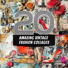 20 Vintage Glam Fashion Collages – Retro Chic Digital Art