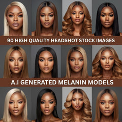 90 Melanin Headshot Stock Photos – 90 AI Hair Model Images for Digital Download