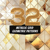 32 Metallic Grid Geometric Patterns – Luxury Gold Digital Textures for Elegant Designs