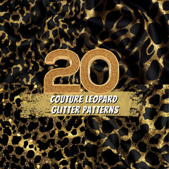 20 Couture Leopard Glitter Patterns | Luxury Digital Backgrounds for Fashion, Wall Art, and Branding