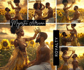 Majestic African Royalty Art - King and Queen Sunlit Elegance