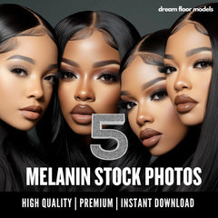 5 Glam Melanin Model Stock Photos - Beauty & Hair (Instant Download)