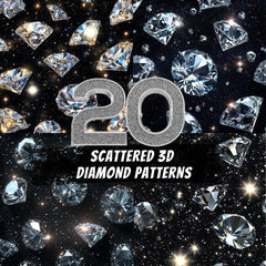 20 Scattered 3D Diamond Patterns Digital Backgrounds