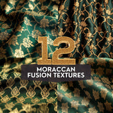 12 Moroccan Fusion Textures | Elegant Gold & Green Digital Patterns | Seamless Luxury Designs