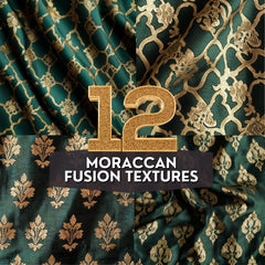 12 Moroccan Fusion Textures | Elegant Gold & Green Digital Patterns | Seamless Luxury Designs
