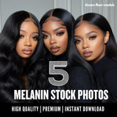 5 Glam Melanin Model Stock Photos - Beauty & Hair (Instant Download)