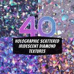 40 Holographic Scattered Iridescent Diamond Textures