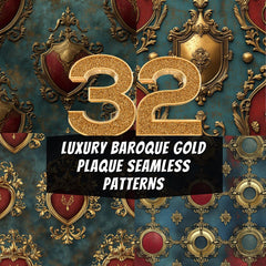 32 Luxury Baroque Gold Plaque Seamless Patterns