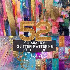 Shimmery Glitter Patterns | Digital Paper Bundle | 52 Sparkling Designs | Commercial Use