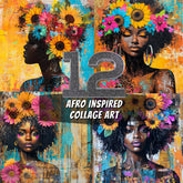 12 Afro Inspired Collage Wall Art Digital Download