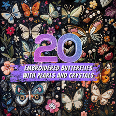 20 Embroidered Butterfly Designs with Pearls and Crystal Patterns