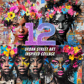 12 Urban Street Art Collages Bold and Colorful Digital Download