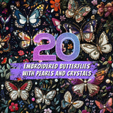 20 Embroidered Butterfly Designs with Pearls and Crystal Patterns