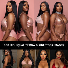 300 BBW Bikini Model Stock Photo Mega Bundle | Plus Size AI Fashion Stock Images