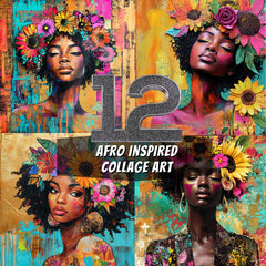 12 Afro Inspired Collage Wall Art Digital Download