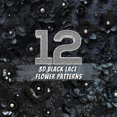 Black Lace Flower Patterns: 3D Floral Backgrounds