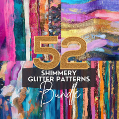 Shimmery Glitter Patterns | Digital Paper Bundle | 52 Sparkling Designs | Commercial Use