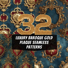32 Luxury Baroque Gold Plaque Seamless Patterns