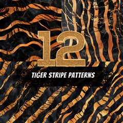 12 Tiger Stripe Patterns Digital Download