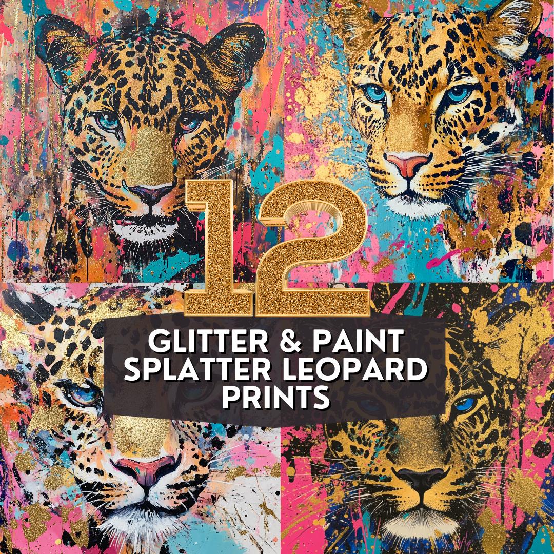 12 Glitter & Paint Splatter Leopard Collection