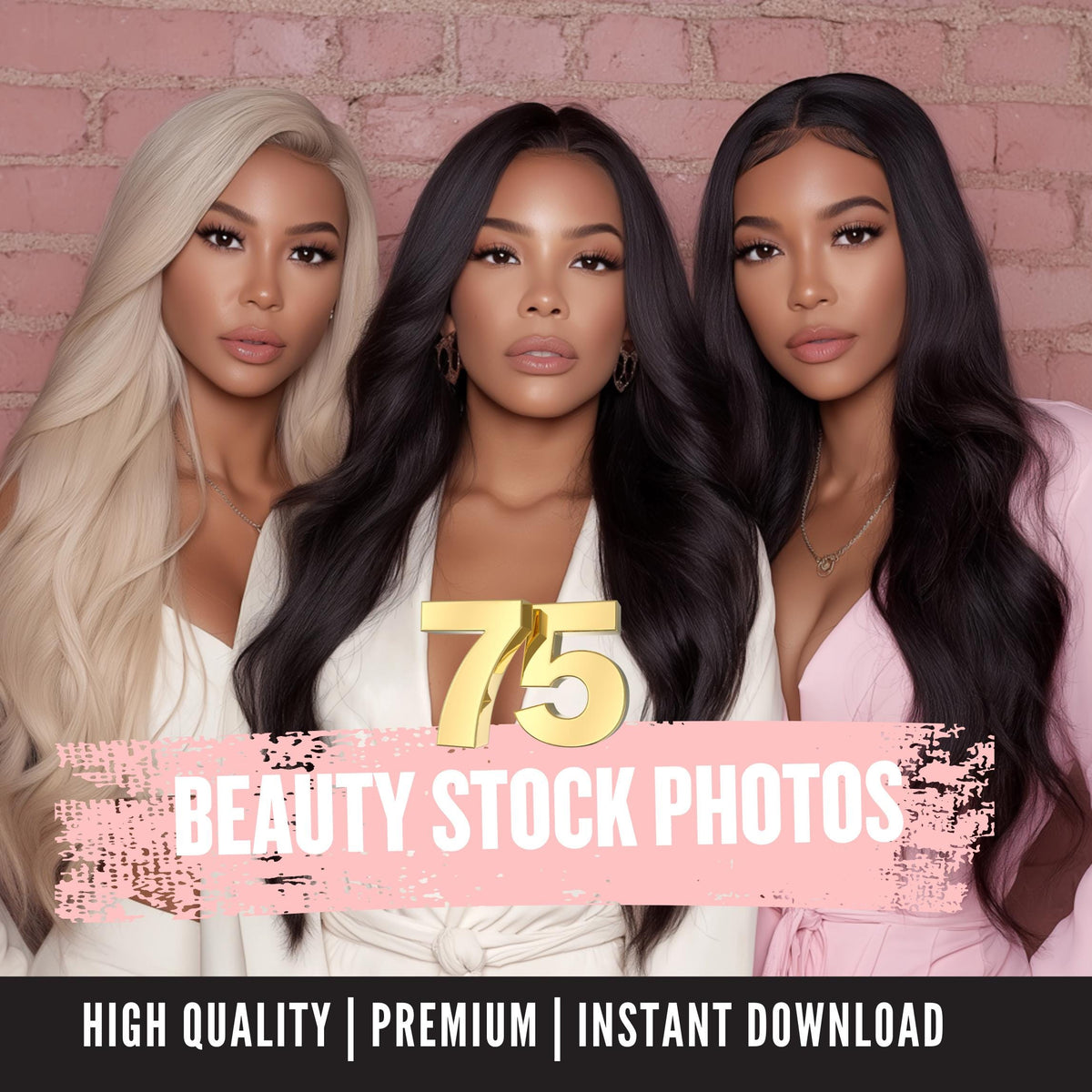 75 Beauty Glam Stock Photo Bundle for Hair Stylists and Bloggers