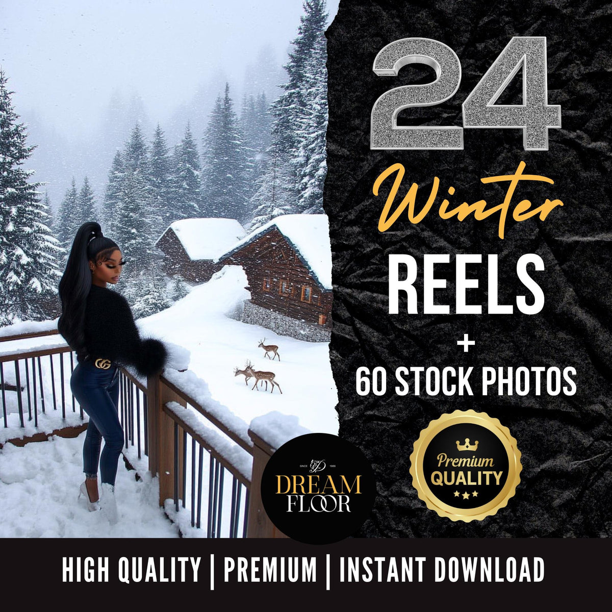 Chalet Winter Glam: 24 Reels + 60 Editorial Photos