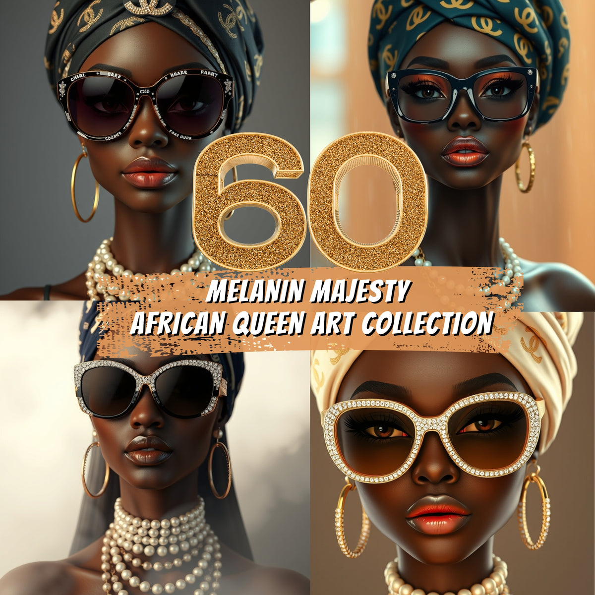 Melanin Majesty 👑 | 60 African Queen Luxury Digital Art Collection