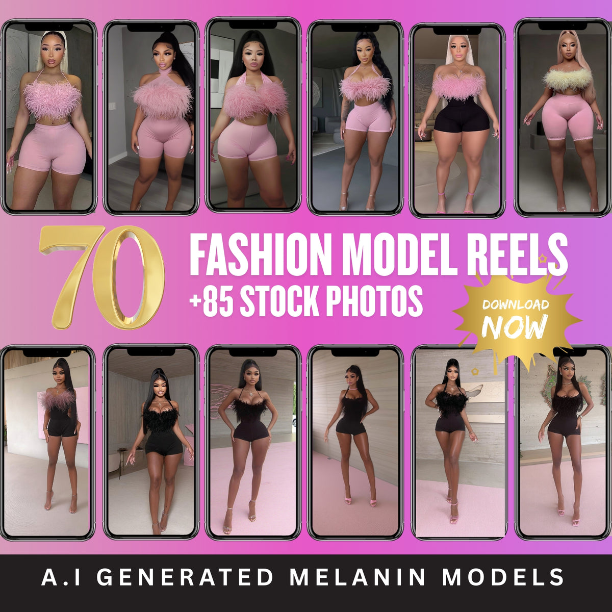 AI Runway Icons ✨ | 70 High-Fashion Model Reels & Photos