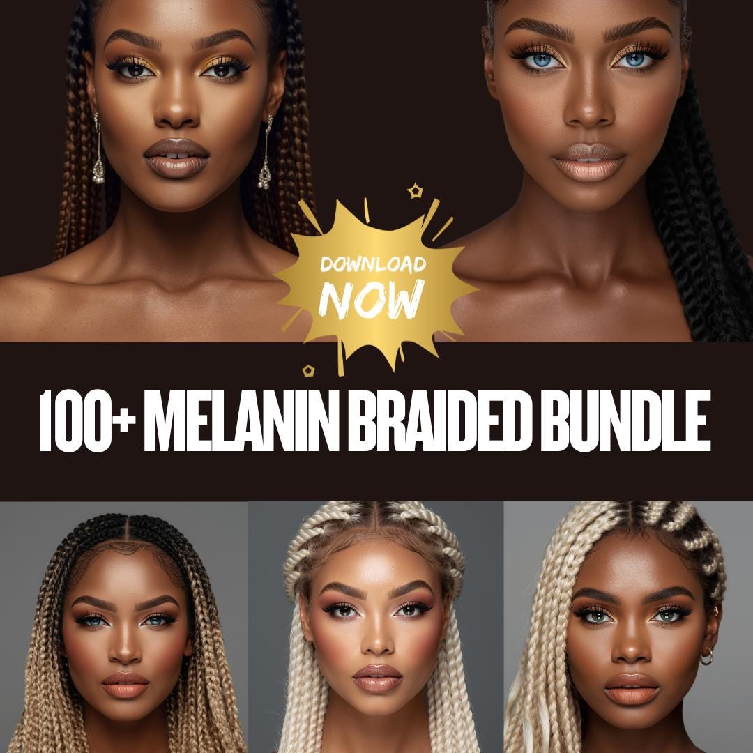 100+ Melanin Braided Headshot Stock Photo Bundle | AI Model Collection | Digital Download