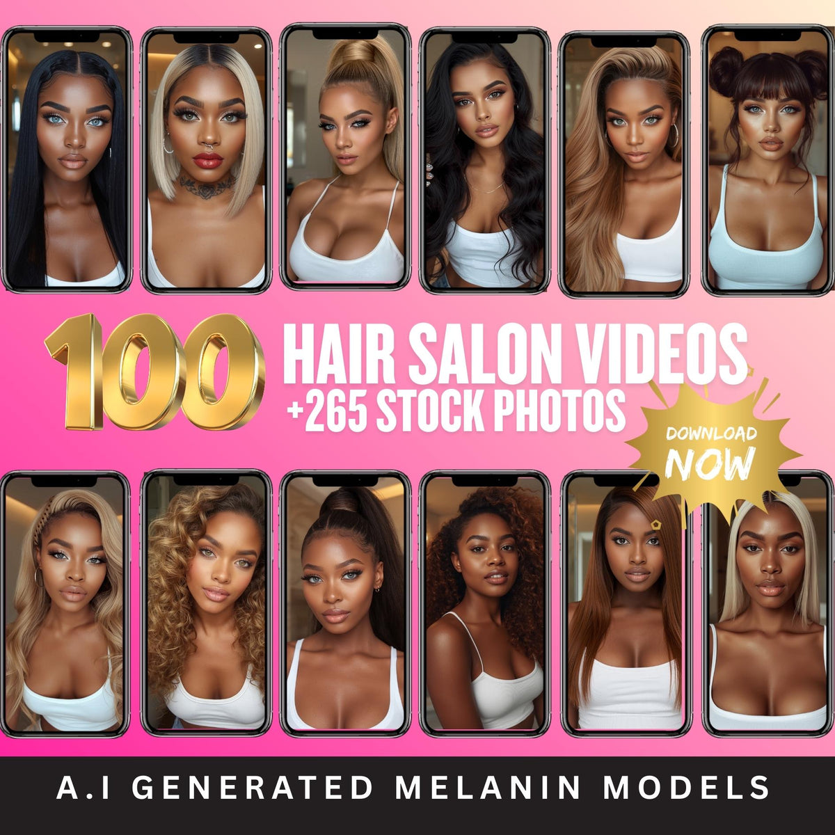 Hair Salon Stock Photos & Promo Reels: AI Melanin Models