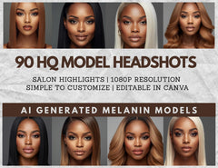 90 Melanin Headshot Stock Photos – 90 AI  Hair Model Images for Digital Download