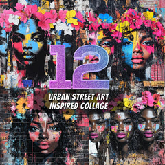 12 Urban Street Art Collages Bold and Colorful Digital Download