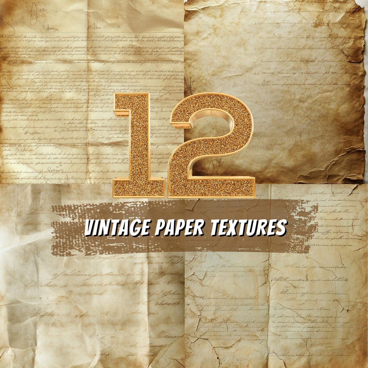 12 Vintage Paper Textures Digital Download