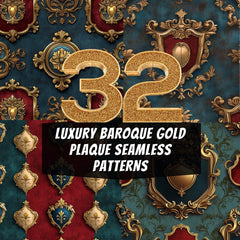 32 Luxury Baroque Gold Plaque Seamless Patterns