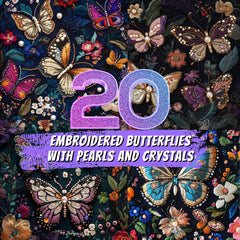 20 Embroidered Butterfly Designs with Pearls and Crystal Patterns