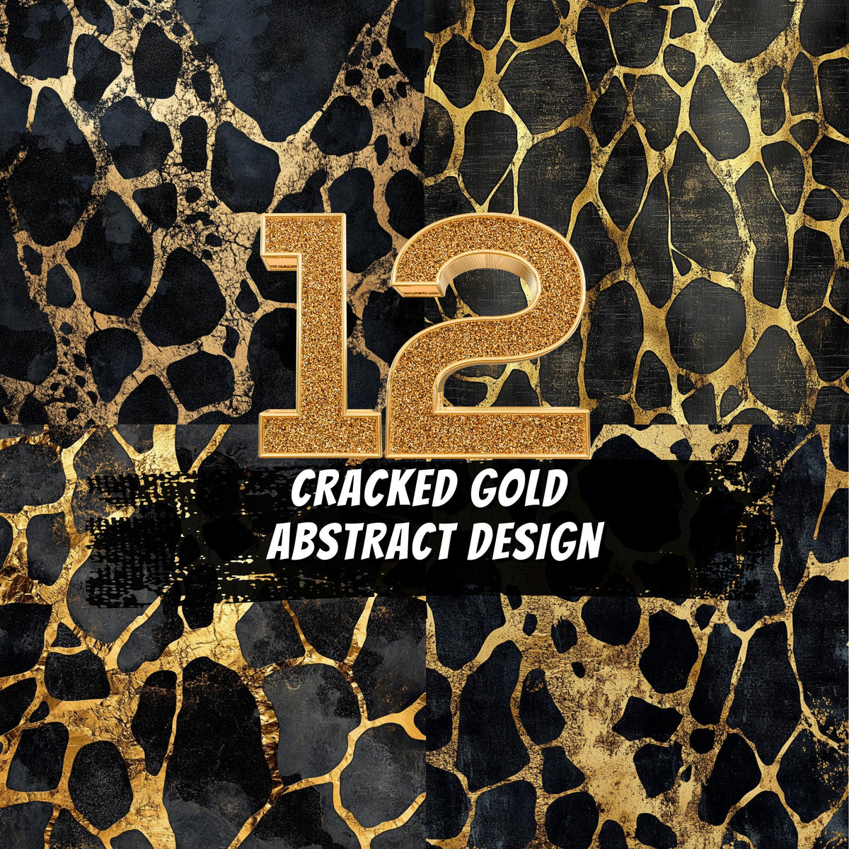 Cracked Gold Abstract Design Collection 12 Luxury Digital Backgrounds