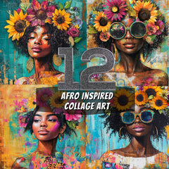 12 Afro Inspired Collage Wall Art Digital Download