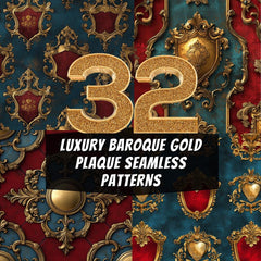 32 Luxury Baroque Gold Plaque Seamless Patterns