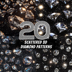 20 Scattered 3D Diamond Patterns Digital Backgrounds