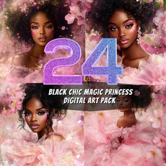 24 Black Chic Magic Princess Digital Art Pack