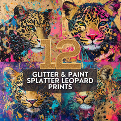 12 Glitter & Paint Splatter Leopard Collection