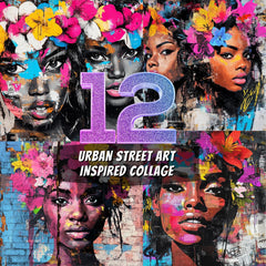 12 Urban Street Art Collages Bold and Colorful Digital Download