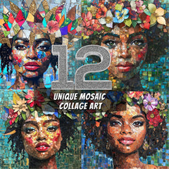 12 Unique Mosaic Collage Wall Art Digital Download