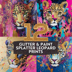 12 Glitter & Paint Splatter Leopard Collection