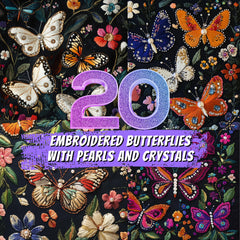 20 Embroidered Butterfly Designs with Pearls and Crystal Patterns