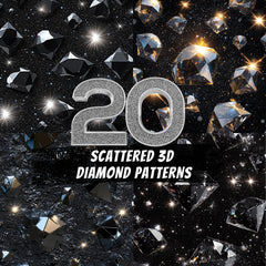 20 Scattered 3D Diamond Patterns Digital Backgrounds