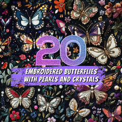 20 Embroidered Butterfly Designs with Pearls and Crystal Patterns