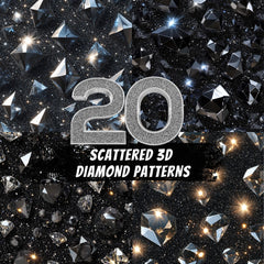 20 Scattered 3D Diamond Patterns Digital Backgrounds