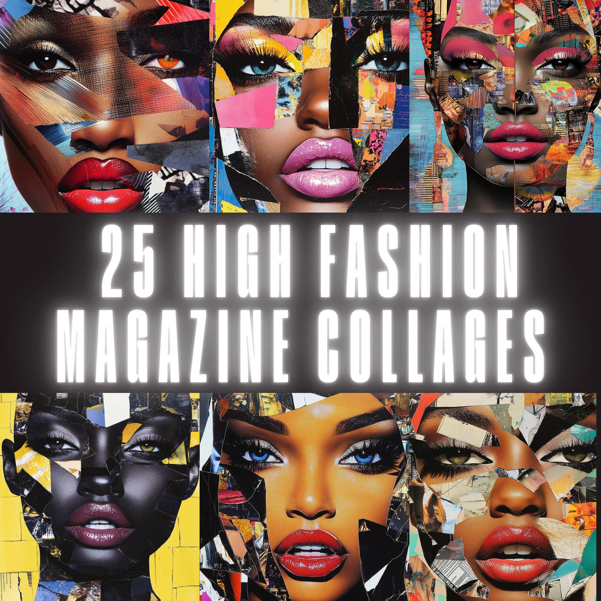 25 High Fashion Magazine Cover Collages | Bold Digital Art | DFY Design Bundle
