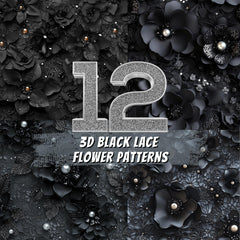 Black Lace Flower Patterns: 3D Floral Backgrounds